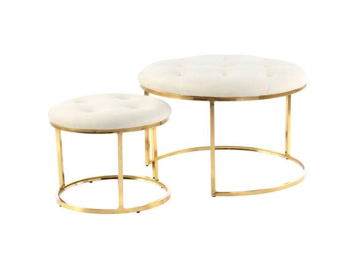Kayoom HOCKERSET, Gold, Beige, 2-teilig, 40x60x32 cm, Wohnzimmer, Hocker, Sitzhocker von Kayoom