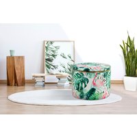 Kayoom Hocker "Forest, hoher Sitzkomfort dank weicher Polsterung mit Samtbezug", (1 St.), florales Muster, mit Stauraum, flexibler Einsatz in jedem Raum von Kayoom