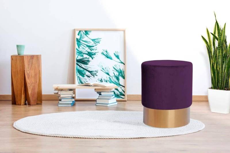 Kayoom Hocker Nano 110, Hocker in stilvollem Design, runde Form, mit Fuß aus Metall (1 St), Golz Akzente, mit pflegeleichtem Stoffbezug, runde Form von Kayoom