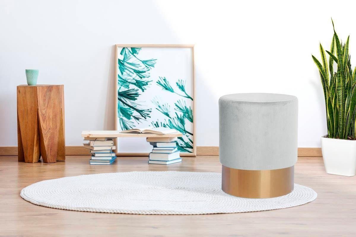 Kayoom Hocker Nano 110, Hocker in stilvollem Design, runde Form, mit Fuß aus Metall (1 St), Golz Akzente, mit pflegeleichtem Stoffbezug, runde Form von Kayoom