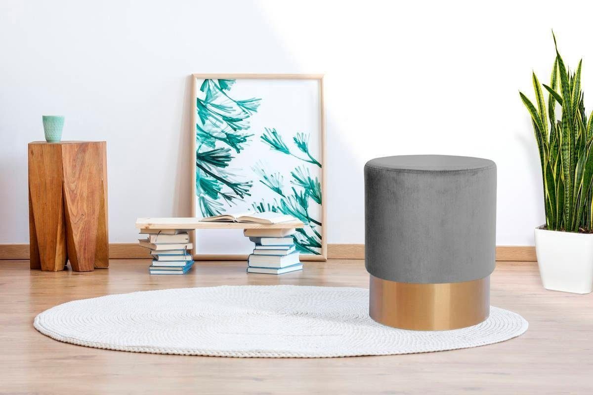 Kayoom Hocker Nano 110, Hocker in stilvollem Design, runde Form, mit Fuß aus Metall (1 St), Golz Akzente, mit pflegeleichtem Stoffbezug, runde Form von Kayoom