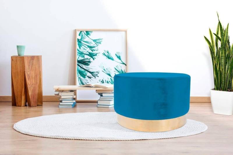Kayoom Hocker Nano 510, Hocker in stilvollem Design,weiche Schaumstoff-Sitzfläche (1 St), Golz Akzente, mit pflegeleichtem Stoffbezug, große runde Form von Kayoom