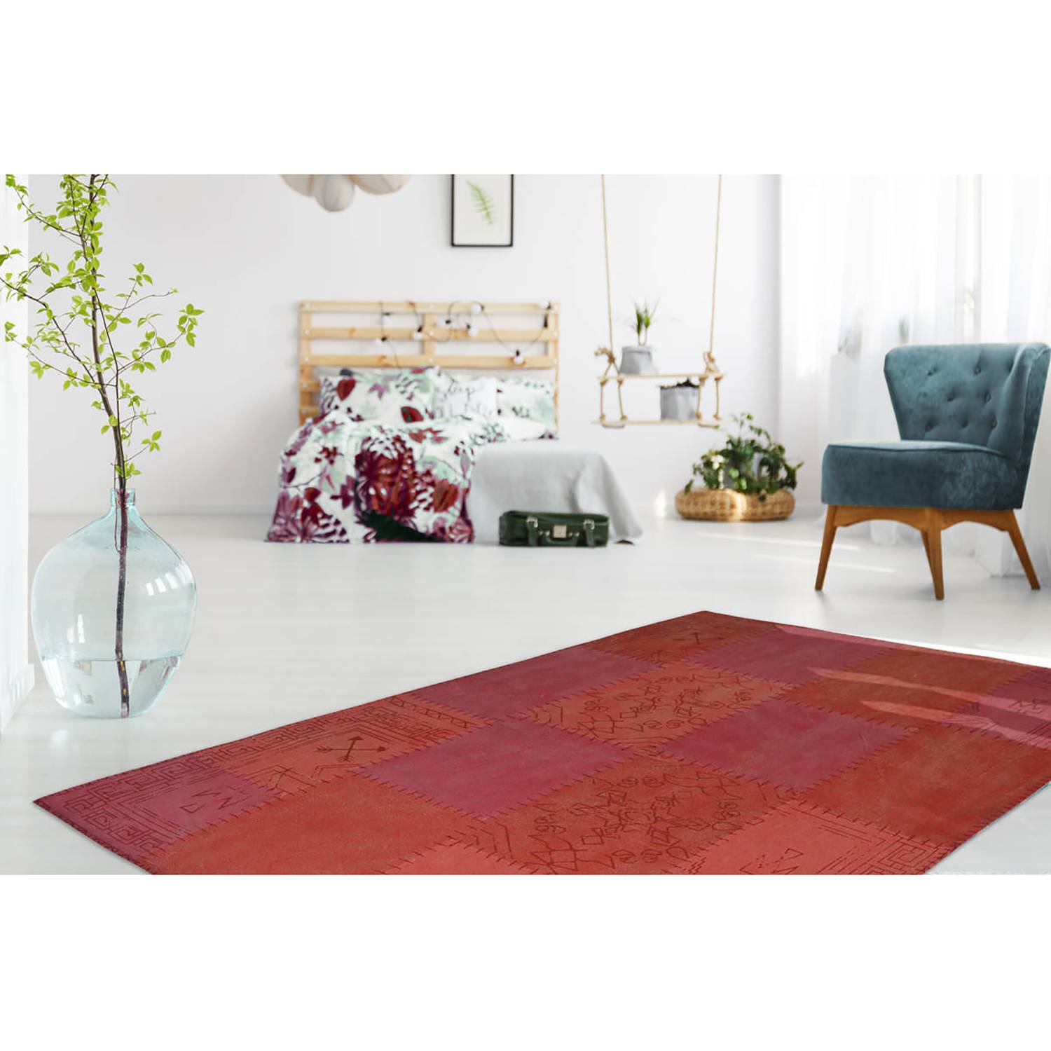 Kayoom Kurzflorteppich Lyrical 210 Rot Rechteckig 170x120 cm (BxT) Vintage Design Baumwolle von Kayoom