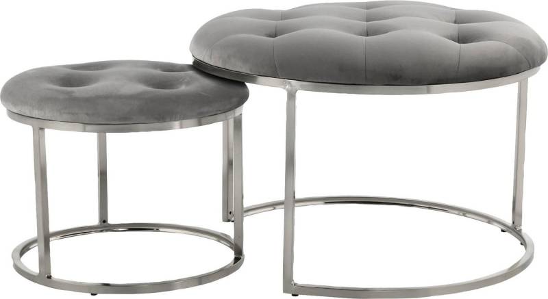Kayoom Polstergarnitur Hocker Becky 825 2er-Set, runde Form, angesagter Retro-Stil, (Set, 2-tlg., Hocker 1: B 60 cm/H 41 cm/T 60 cm
Hocker 2: B 40 cm/H 32 cm/T 40 cm), vielseitig verwendbar, modern, pflegeleicht, runde Form von Kayoom