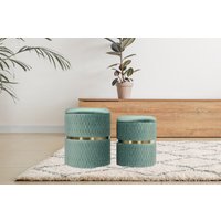 Kayoom Polsterhocker "Hocker Zora 425 2er-Set, Praktischer und versteckter Stauraum", (Set, 2 St.), 2er-Set mit Stauraum, ineinander stapelbar, goldener Ring von Kayoom