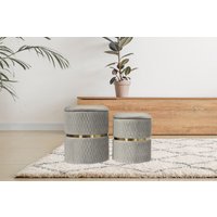 Kayoom Polsterhocker "Hocker Zora 425 2er-Set, Praktischer und versteckter Stauraum", (Set, 2 St.), 2er-Set mit Stauraum, ineinander stapelbar, goldener Ring von Kayoom