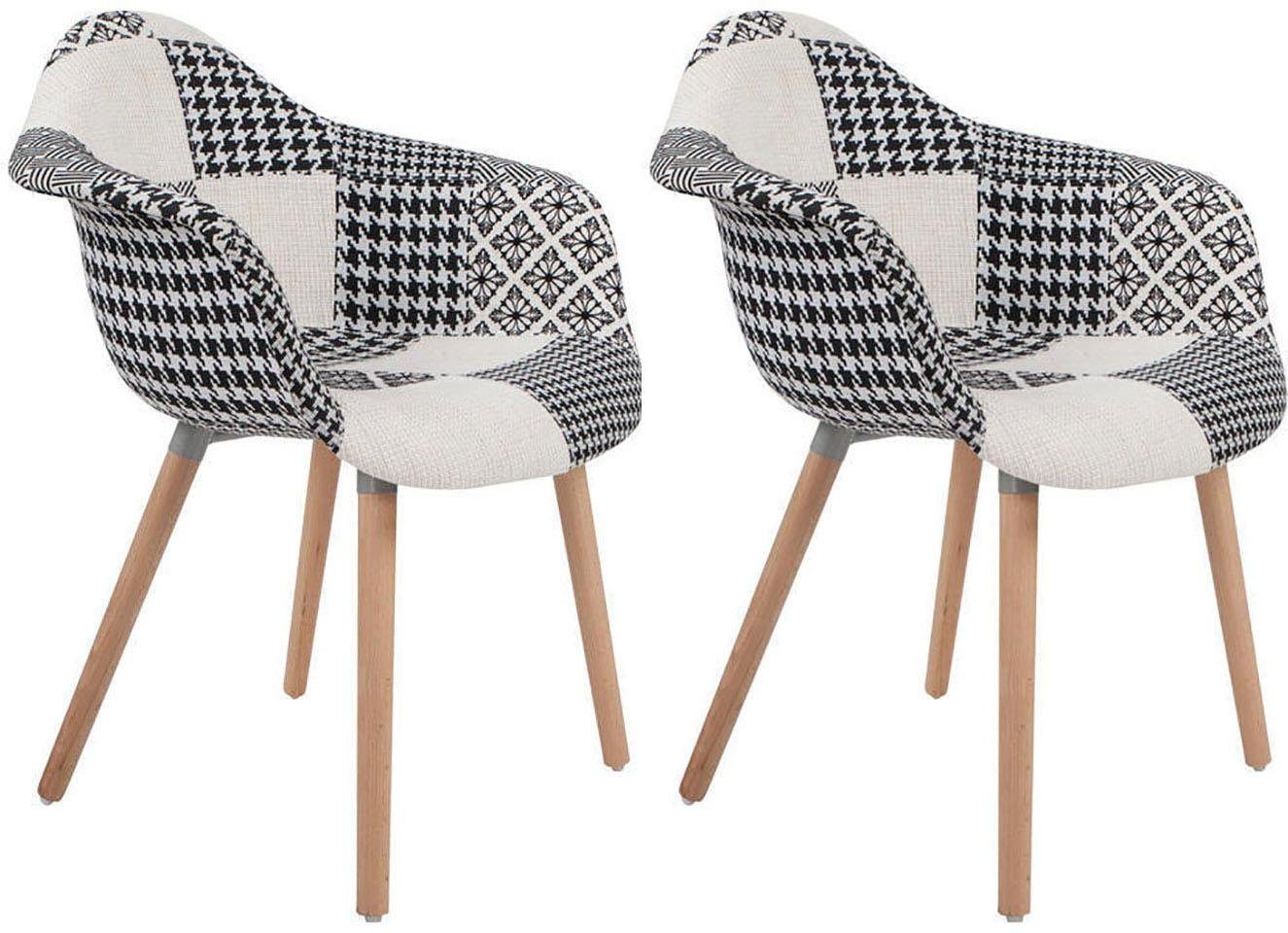 Kayoom Polsterstuhl Stuhl Dave 110 2er-Set Multi, bequemer Stuhl mit Patchwork-Muster (Set, 2 St), stilvoll, elegant, elegante Naturholzbeine, attraktive Farbkombination von Kayoom
