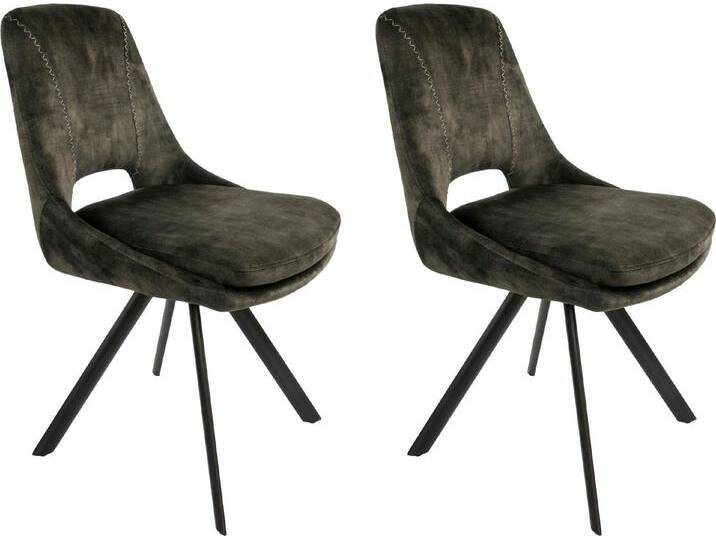 Kayoom Polsterstuhl Stuhl Denver 125 2er-Set, Stuhl-Set in attraktivem Design (Set, 2 St), samtweicher Bezug, bequem, attraktive Ziernähte, grün von Kayoom