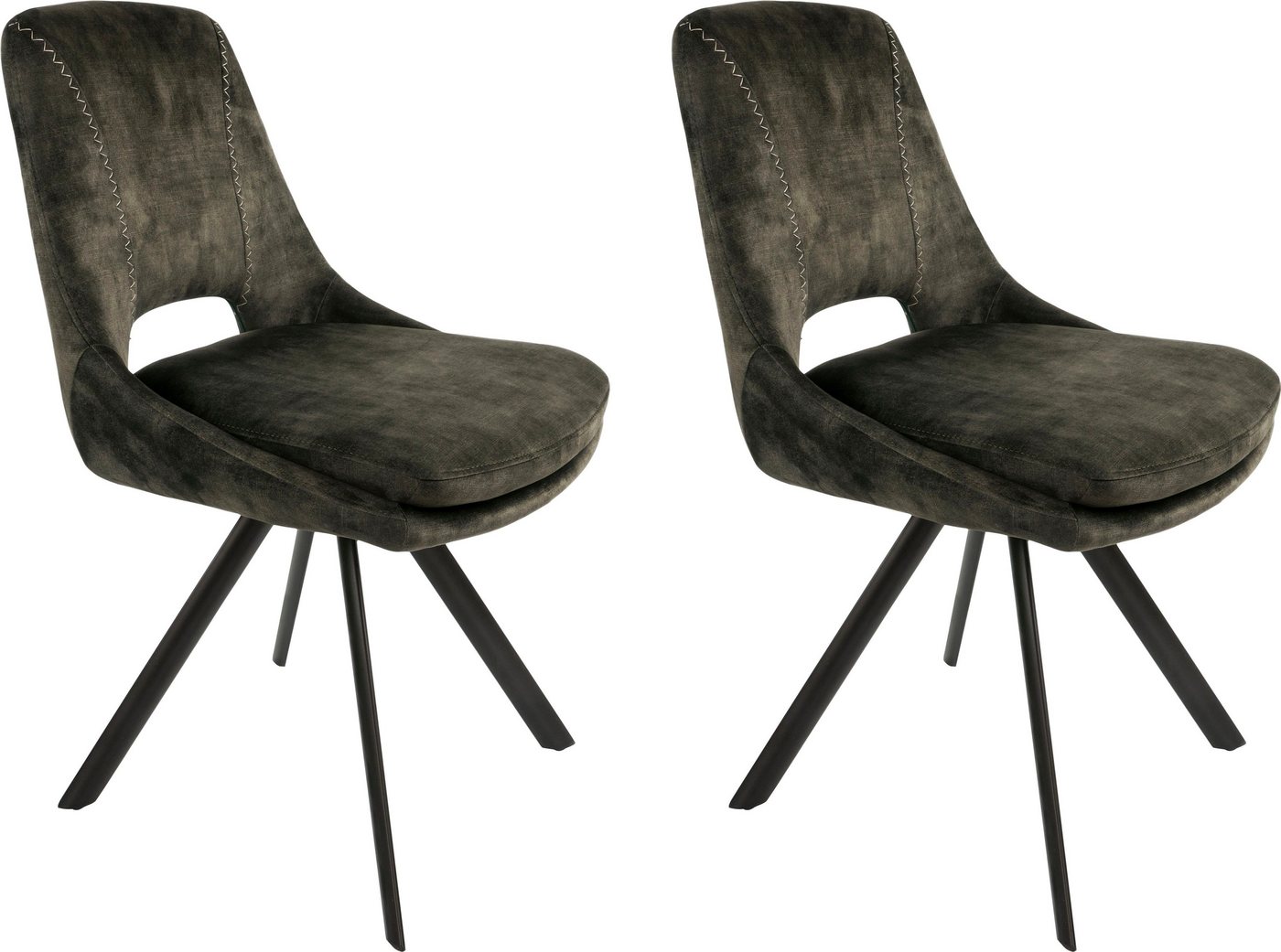 Kayoom Polsterstuhl Stuhl Denver 125 2er-Set, Stuhl-Set in attraktivem Design (Set, 2 St), samtweicher Bezug, bequem, attraktive Ziernähte von Kayoom