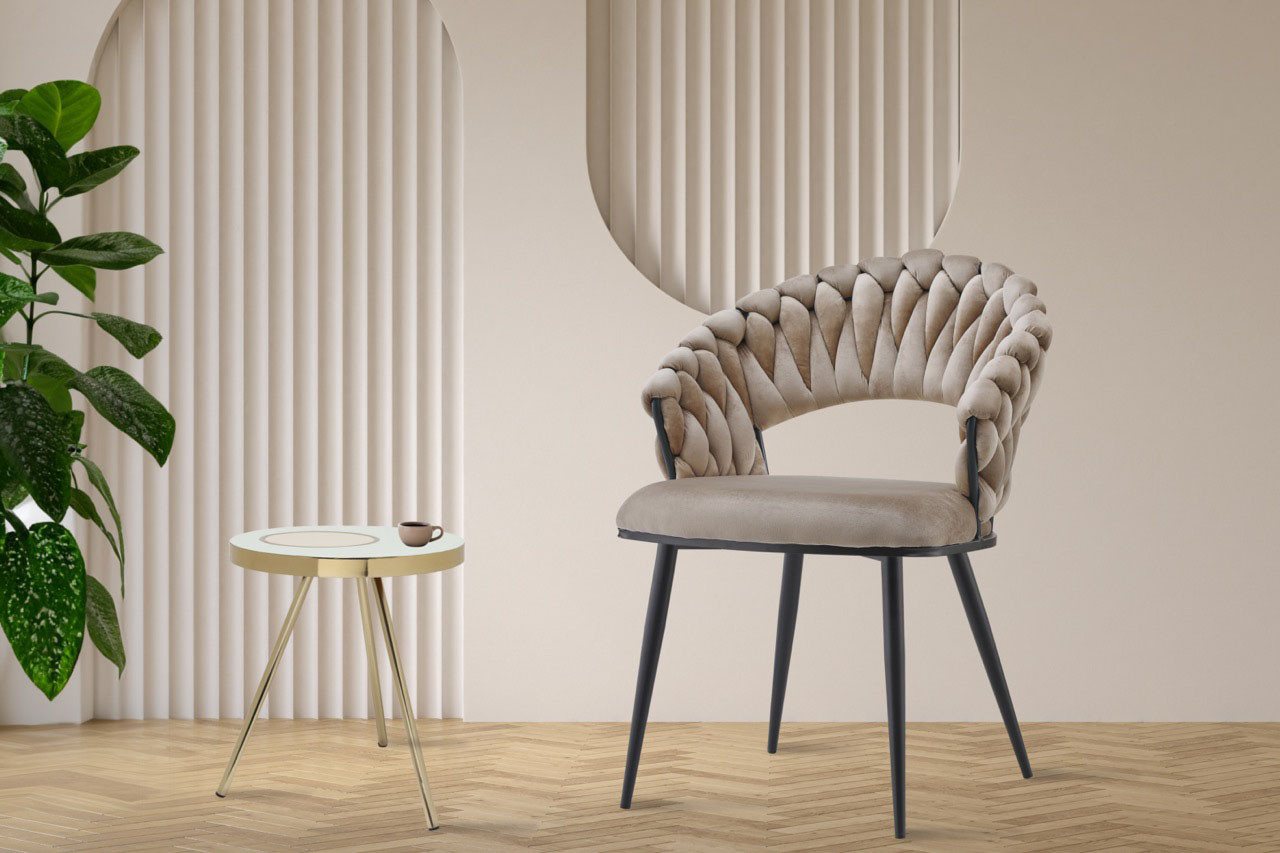 Kayoom Polsterstuhl Stuhl Finesse 125 2er-Set, TOPSELLER! Flechtverarbeitung am Rücken (Set, 2 St), 2-er Set, angesagter Flechtoptik, bequem und stabil von Kayoom
