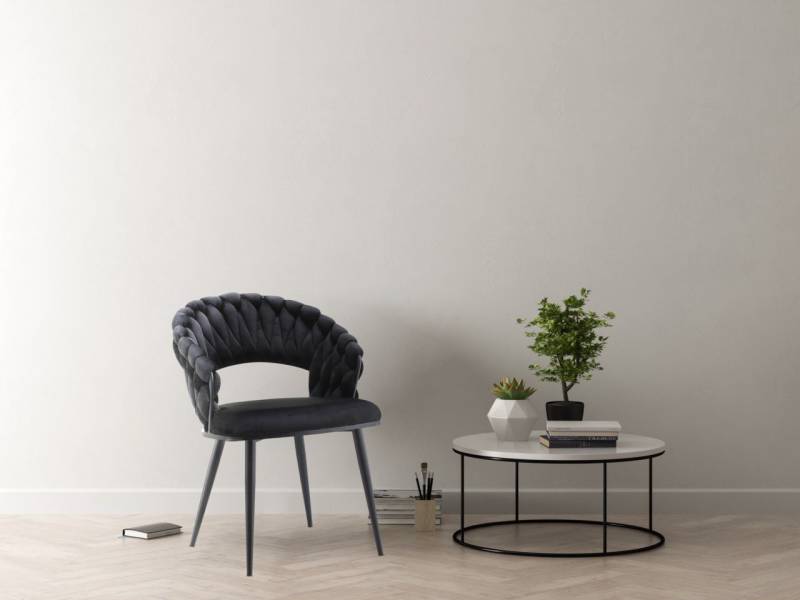 Kayoom Polsterstuhl Stuhl Finesse 125 2er-Set, TOPSELLER! Flechtverarbeitung am Rücken (Set, 2 St), 2-er Set, angesagter Flechtoptik, bequem und stabil von Kayoom
