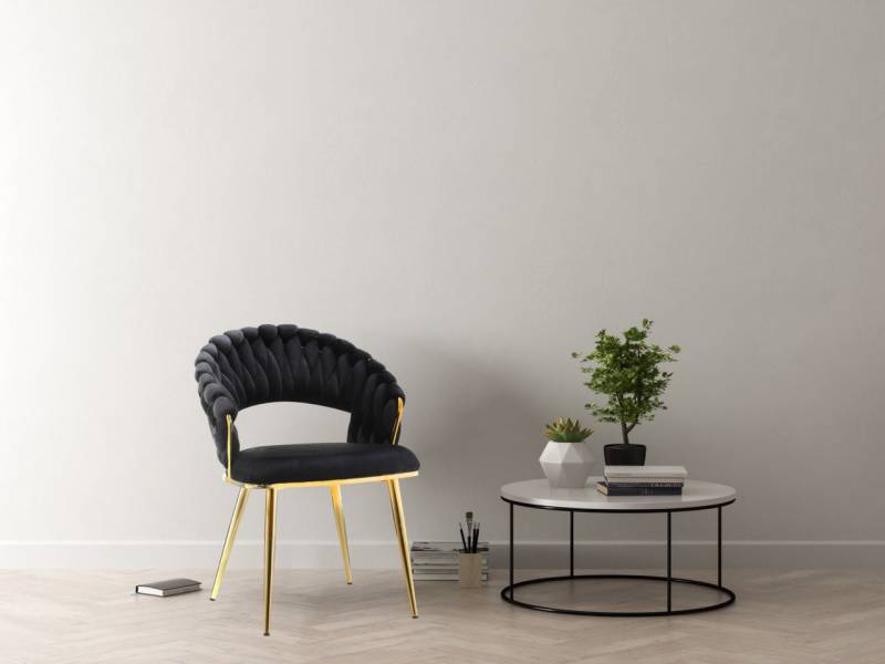Kayoom Polsterstuhl Stuhl Finesse 125 2er-Set, TOPSELLER! Flechtverarbeitung am Rücken (Set, 2 St), 2-er Set, angesagter Flechtoptik, bequem und stabil von Kayoom