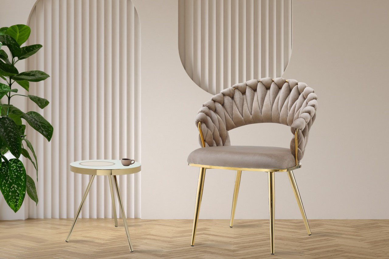 Kayoom Polsterstuhl Stuhl Finesse 125 2er-Set, TOPSELLER! Flechtverarbeitung am Rücken (Set, 2 St), 2-er Set, angesagter Flechtoptik, bequem und stabil von Kayoom