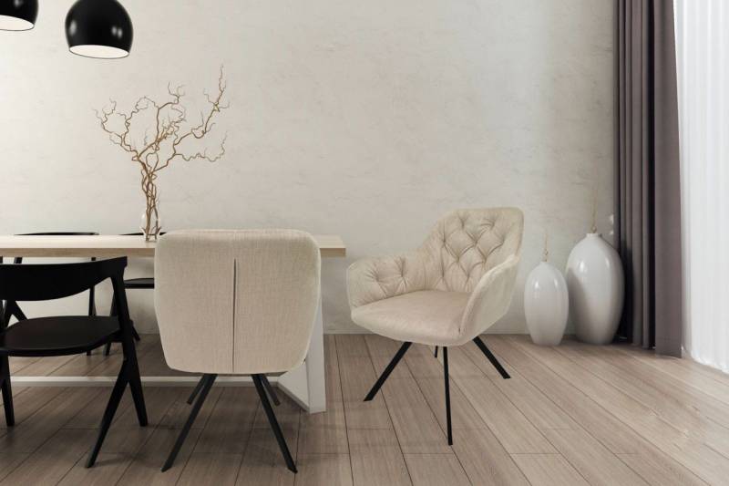 Kayoom Polsterstuhl Stuhl Georgia 125 2er-Set, gesteppter Rücken, samtweicher Bezug (Set, 2 St), 360°-drehbar, elegante Steppung, mit Armlehne, gesteppter Rücken von Kayoom