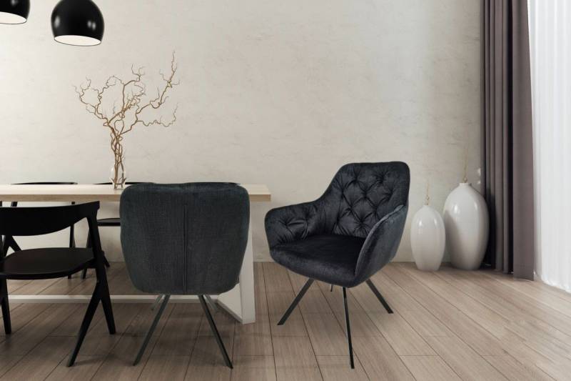 Kayoom Polsterstuhl Stuhl Georgia 125 2er-Set, gesteppter Rücken, samtweicher Bezug (Set, 2 St), 360°-drehbar, elegante Steppung, mit Armlehne, gesteppter Rücken von Kayoom