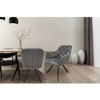 Kayoom Polsterstuhl "Stuhl Georgia 125 2er-Set, gesteppter Rücken, samtweicher Bezug", (Set), 2 St., 360-drehbar, elegante Steppung, mit Armlehne, gesteppter Rücken von Kayoom