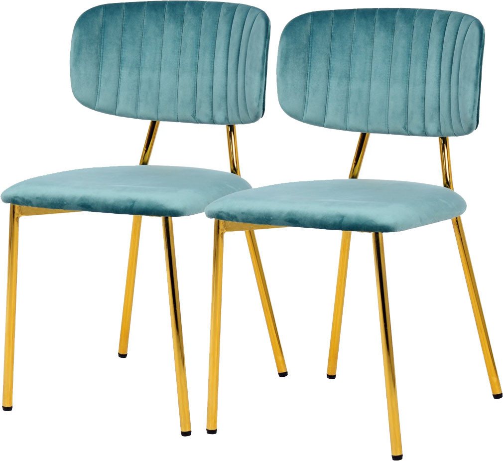 Kayoom Polsterstuhl Stuhl Giselle 125 2er-Set, pflegeleichter Samtbezug (Set, 2 St), mit Armlehnen, goldenes Gestell aus Edelstahl, Samtbezug, Ziernähte von Kayoom