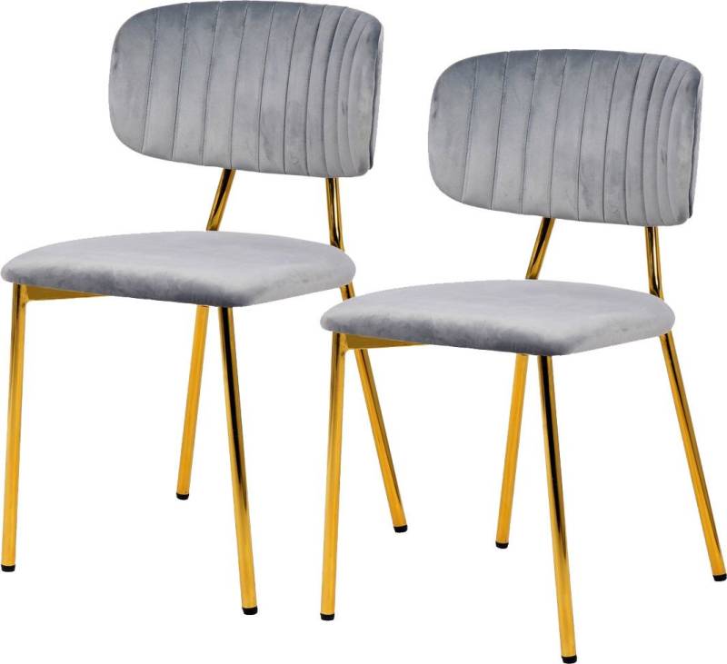Kayoom Polsterstuhl Stuhl Giselle 125 2er-Set, pflegeleichter Samtbezug (Set, 2 St), mit Armlehnen, goldenes Gestell aus Edelstahl, Samtbezug, Ziernähte von Kayoom