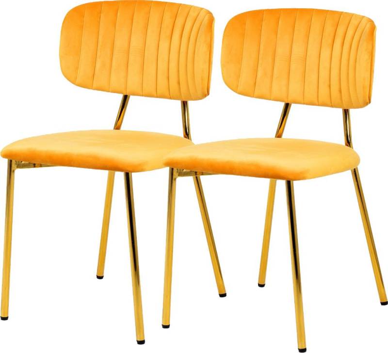 Kayoom Polsterstuhl Stuhl Giselle 125 2er-Set, pflegeleichter Samtbezug (Set, 2 St), mit Armlehnen, goldenes Gestell aus Edelstahl, Samtbezug, Ziernähte von Kayoom