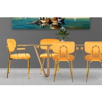 Kayoom Polsterstuhl "Stuhl Giselle 225 2er-Set, Gestell aus Edelstahl", (Set), 2 St., mit Armlehnen, goldenes Gestell aus Edelstahl, Samtbezug, Ziernähte Kayoom Polsterstuhl "Stuhl Giselle 225 2er-Set, Gestell aus Edelstahl", (Set), 2 St., mit Armlehnen, goldenes Gestell aus Edelstahl, Samtbezug, Ziernähte von Kayoom
