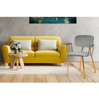 Kayoom Polsterstuhl "Stuhl Giselle 225 2er-Set, Gestell aus Edelstahl", (Set), 2 St., mit Armlehnen, goldenes Gestell aus Edelstahl, Samtbezug, Ziernähte von Kayoom