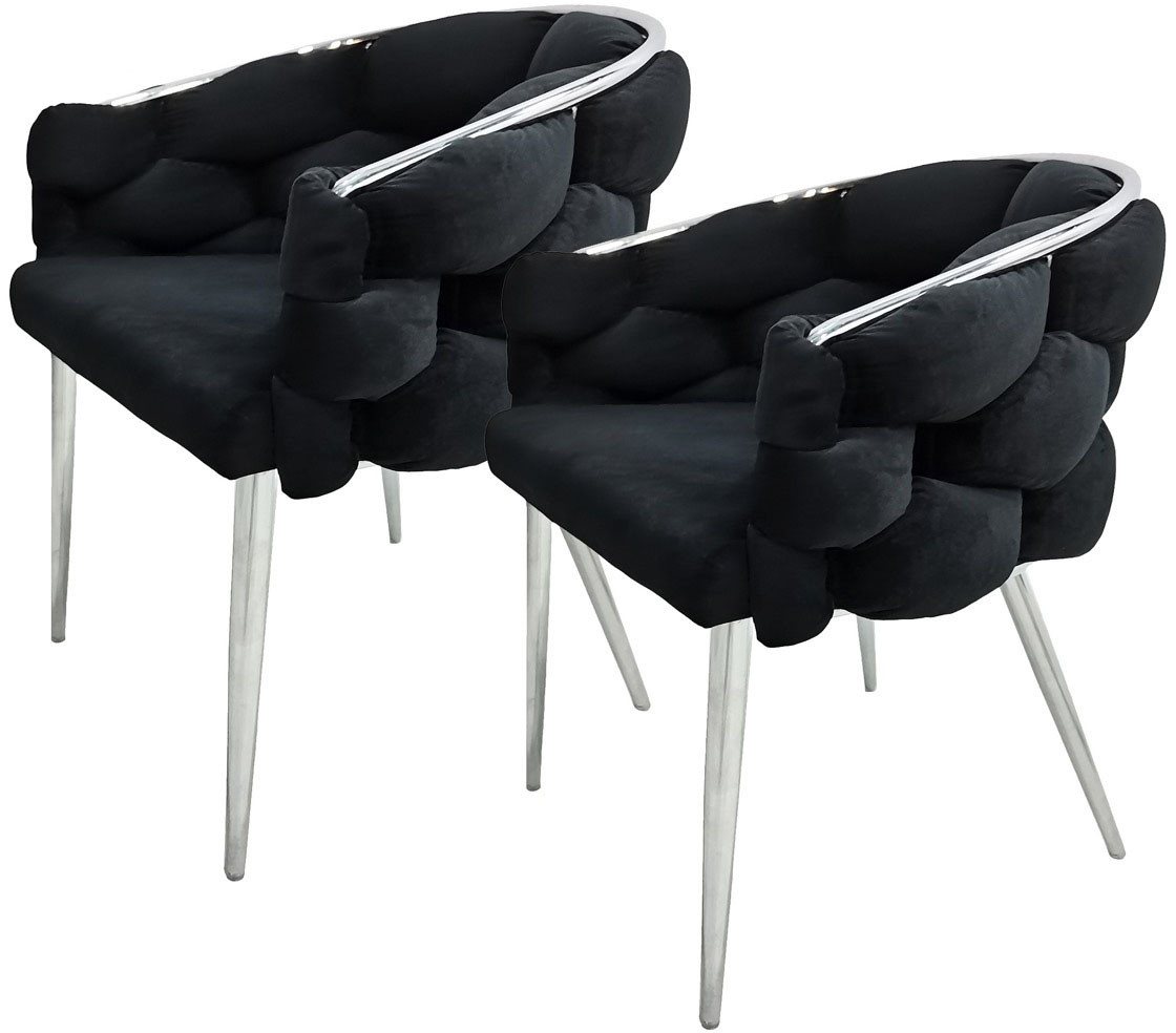 Kayoom Polsterstuhl Stuhl Grace 125 2er-Set, Gestell aus Eisen, bequem gepolstert (Set, 2 St), Graziöses Design, absolutes Eye-Catcher, geflochtener Rücken von Kayoom