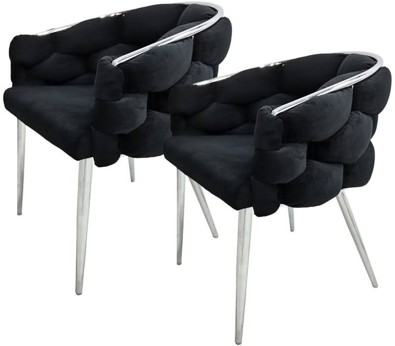 Kayoom Polsterstuhl Stuhl Grace 125 2er-Set, Gestell aus Eisen, bequem gepolstert (Set, 2 St), Graziöses Design, absolutes Eye-Catcher, geflochtener Rücken von Kayoom