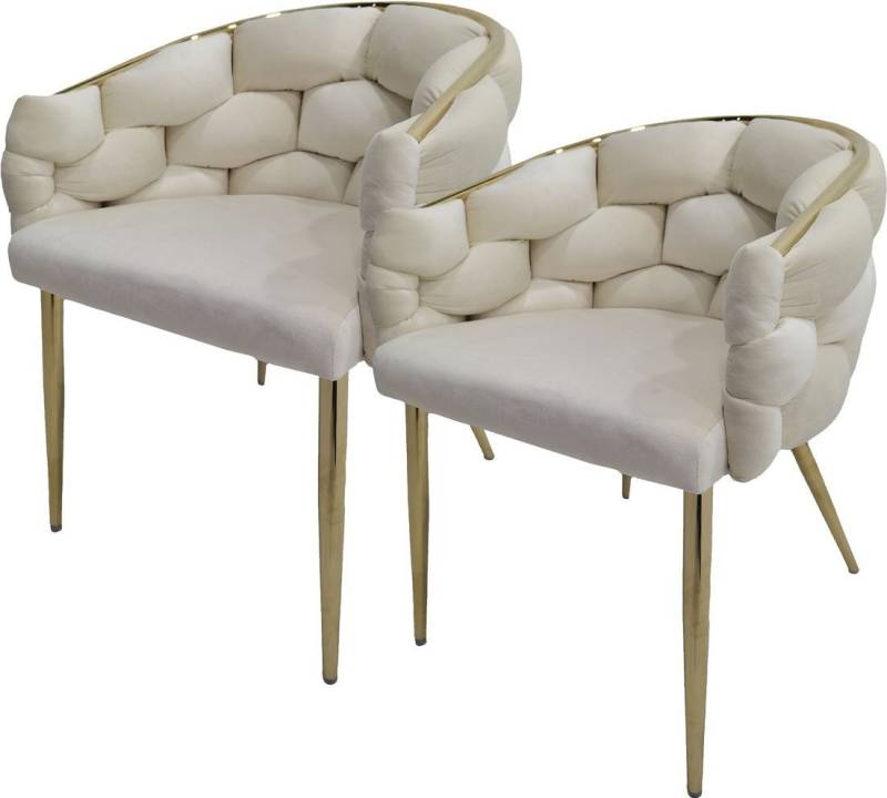 Kayoom Polsterstuhl Stuhl Grace 125 2er-Set, Gestell aus Eisen, bequem gepolstert (Set, 2 St), Graziöses Design, absolutes Eye-Catcher, geflochtener Rücken von Kayoom