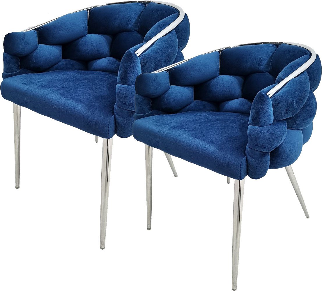 Kayoom Polsterstuhl Stuhl Grace 125 2er-Set, Gestell aus Eisen, bequem gepolstert (Set, 2 St), Graziöses Design, absolutes Eye-Catcher, geflochtener Rücken von Kayoom