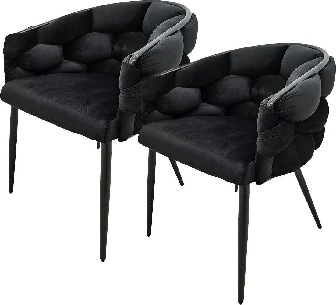 Kayoom Polsterstuhl Stuhl Grace 125 2er-Set, Gestell aus Eisen, bequem gepolstert (Set, 2 St), Graziöses Design, absolutes Eye-Catcher, geflochtener Rücken von Kayoom