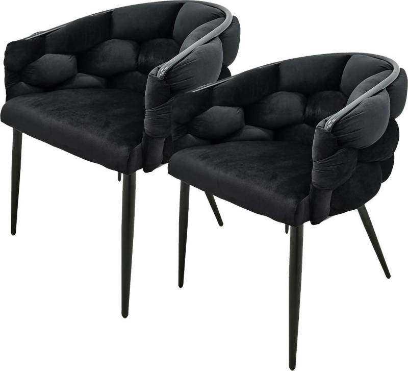 Kayoom Polsterstuhl Stuhl Grace 125 2er-Set, Gestell aus Eisen, bequem gepolstert (Set, 2 St), Graziöses Design, absolutes Eye-Catcher, geflochtener Rücken von Kayoom