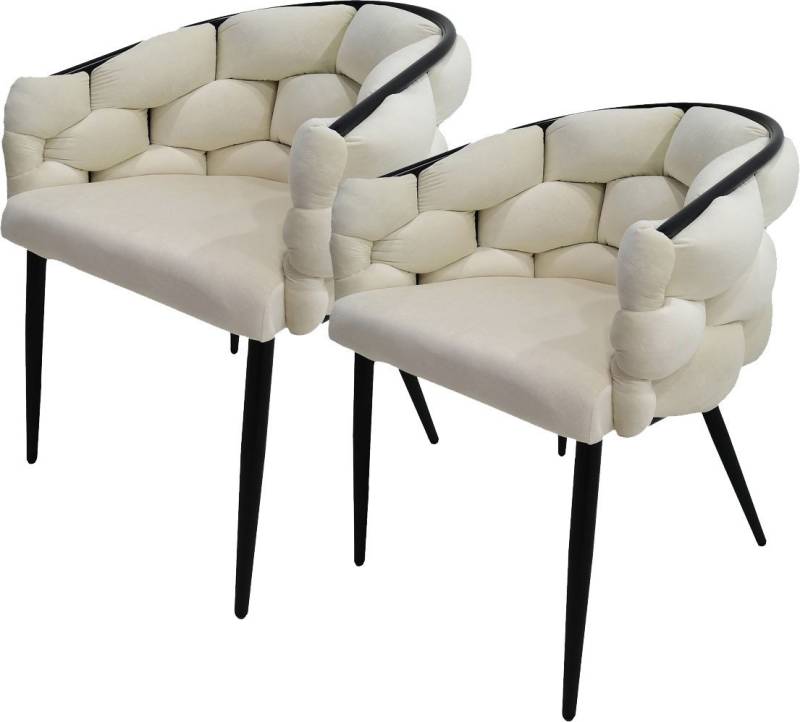 Kayoom Polsterstuhl Stuhl Grace 125 2er-Set, Gestell aus Eisen, bequem gepolstert (Set, 2 St), Graziöses Design, absolutes Eye-Catcher, geflochtener Rücken von Kayoom