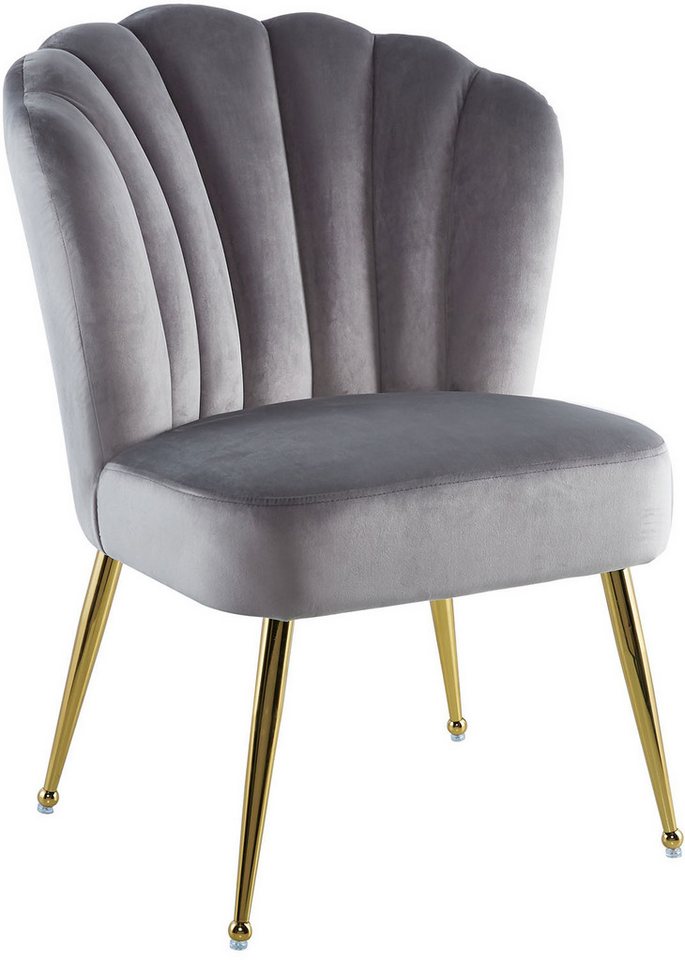 Kayoom Polsterstuhl Stuhl Lalie 125, Rückenlehne im Retro-Stil, ausgefallene Rückenlehne (1 St), Rückenlehne in Muschel-Design, Samtbezug, goldene Metallbeine von Kayoom