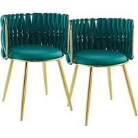 Kayoom Polsterstuhl "Stuhl Melly 125 2er-Set,tolles Design der Rückenlehne, runde Sitzfläch", (Set), 2 St., ausgefallen geflochtene Rückenlehne, Samtbezug, goldene Beine von Kayoom