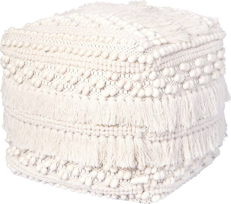 Kayoom Pouf Bohist 325 50cm x 50cm, Strukturen mit Fransen und Quasten (1-St), handgefertigt, Unikat, sehr gut kombinierbar, vielfältig im Einsatz von Kayoom