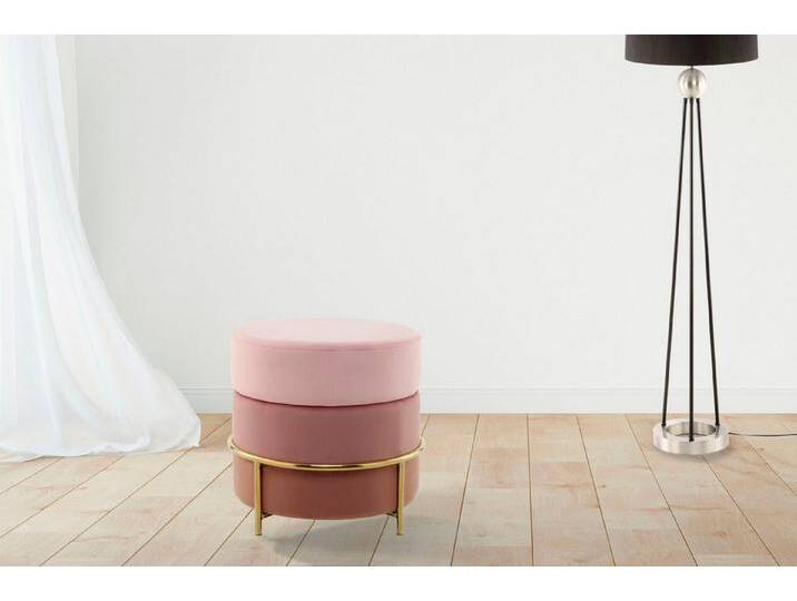 Kayoom Sitzhocker Hocker Matilda 125, Komfortable runde Form, Gemütlicher Design-Hocker (1 St), samtweich, elegant, gepolstert, große Sitzfläche, rosa von Kayoom