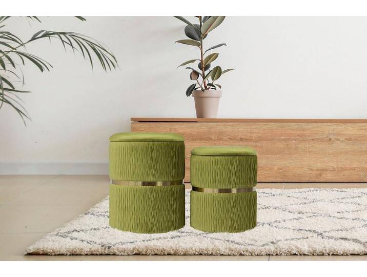 Kayoom Sitzhocker Hocker Milas 2er-Set, Praktischer und versteckter Stauraum (Set, 2 St), stapelbar, mit Stauraum, Edelstahlsockel von Kayoom