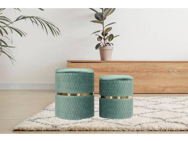 Kayoom Sitzhocker Hocker Milas 2er-Set, Praktischer und versteckter Stauraum (Set, 2 St), stapelbar, mit Stauraum, Edelstahlsockel von Kayoom