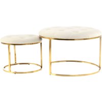Kayoom Sitzhocker "Hocker Myla 2er-Set, praktisch ineinander schiebbar", (Set, 2 St.), ineinander schiebbar, rund, gesteppt, mit Zierknöpfen von Kayoom