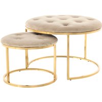 Kayoom Sitzhocker "Hocker Myla 2er-Set, praktisch ineinander schiebbar", (Set, 2 St.), ineinander schiebbar, rund, gesteppt, mit Zierknöpfen von Kayoom