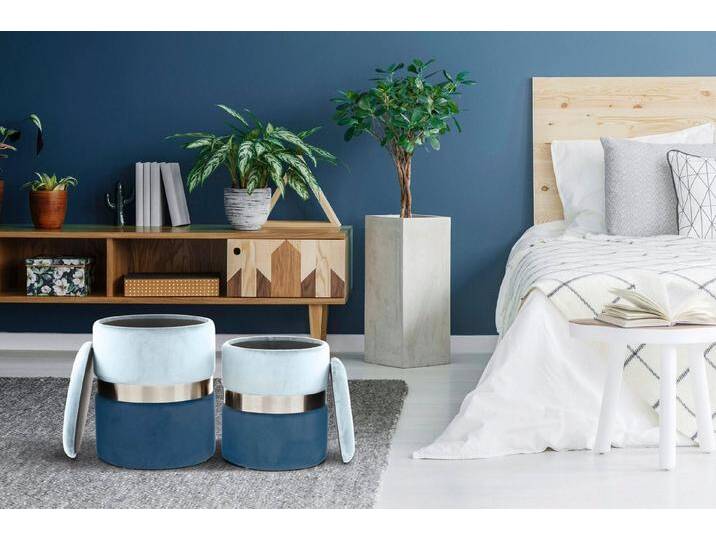 Kayoom Stauraumhocker Hocker Zora 125 2er-Set, samtweicher Stoffbezug,runde elegante Form (Set, 2 St), edles Design mit Metallring, gepolstert von Kayoom