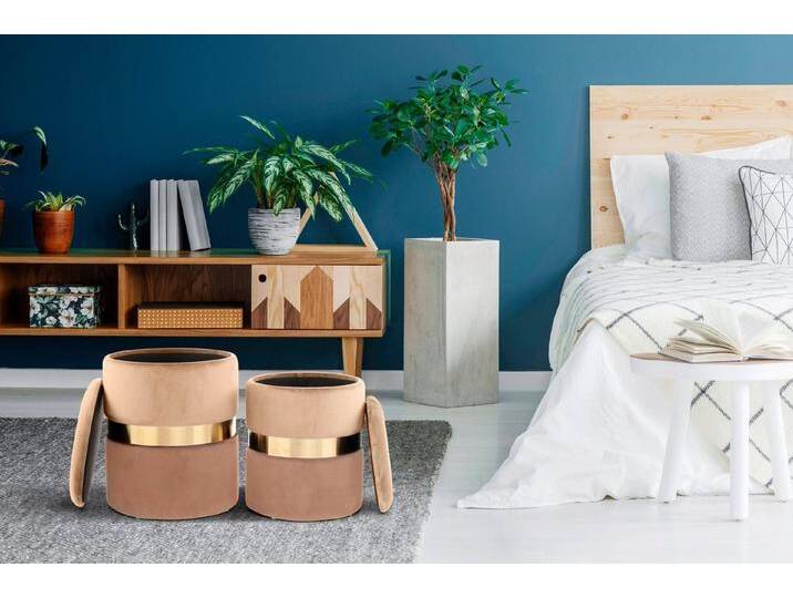 Kayoom Stauraumhocker Hocker Zora 125 2er-Set, samtweicher Stoffbezug,runde elegante Form (Set, 2 St), edles Design mit Metallring, gepolstert von Kayoom