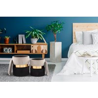 Kayoom Stauraumhocker "Hocker Zora 125 2er-Set, samtweicher Stoffbezug,runde elegante Form" Set, 2 tlg. edles Design mit Metallring, gepolstert, mit Stauraum von Kayoom
