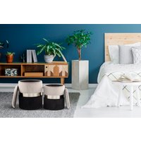 Kayoom Stauraumhocker "Hocker Zora 125 2er-Set, samtweicher Stoffbezug,runde elegante Form" Set, 2 Stk. tlg. edles Design mit Metallring, gepolstert, mit Stauraum von Kayoom