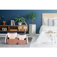 Kayoom Stauraumhocker "Hocker Zora 125 2er-Set, samtweicher Stoffbezug,runde elegante Form" Set, 2 Stk. tlg. edles Design mit Metallring, gepolstert, mit Stauraum von Kayoom