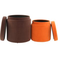 Kayoom Stauraumhocker "Hocker Zora 225 2er-Set, samtweicher Stoffbezug,runde elegante Form", (Set, 2 St.), samtweich, gepolstert, mit Stauraum, weiche Polsterung von Kayoom
