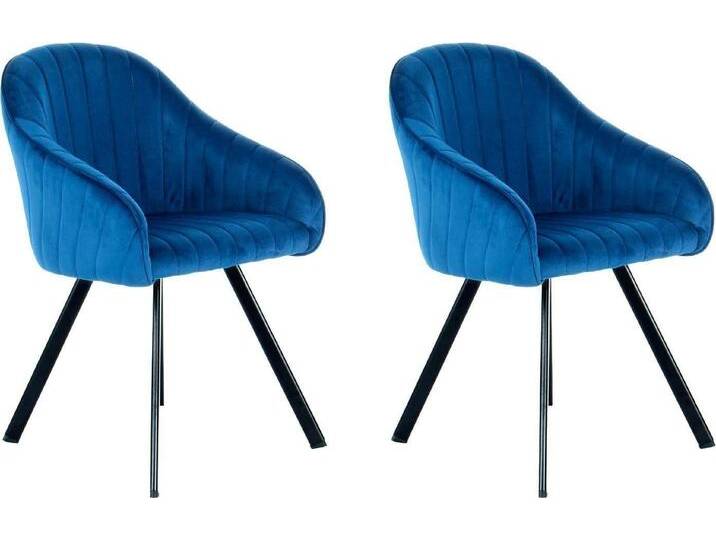 Kayoom Stuhl Jodie 125 2er-Set, Sitzfläche mit Polsterung (Set, 2 St), samtweicher Bezug, bequem, einfarbiges Design, blau, Dunkelblau von Kayoom