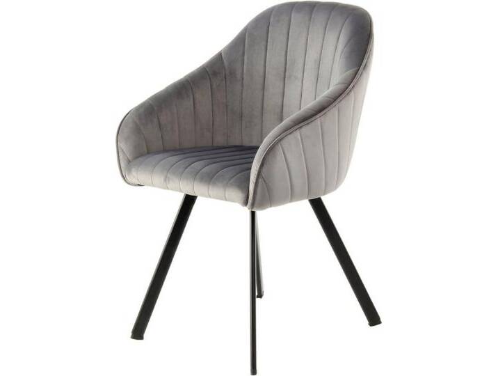 Kayoom Stuhl Jodie 125 2er-Set, Sitzfläche mit Polsterung (Set, 2 St), samtweicher Bezug, bequem, einfarbiges Design, grau, Dunkelgrau von Kayoom