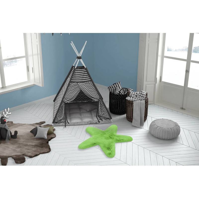 home24 Kinderteppich Lovely Kids 1025 Star 60 x 63cm Grün/Grün von home24