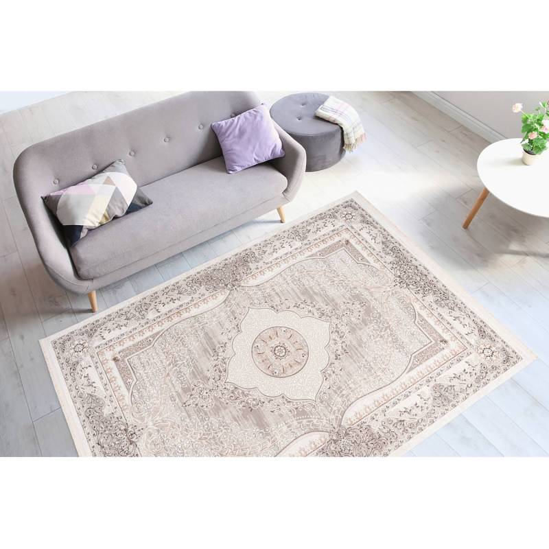home24 Kurzflorteppich Akropolis 525 Grau/Silber/Silber 200 x 300cm Webstoff von home24